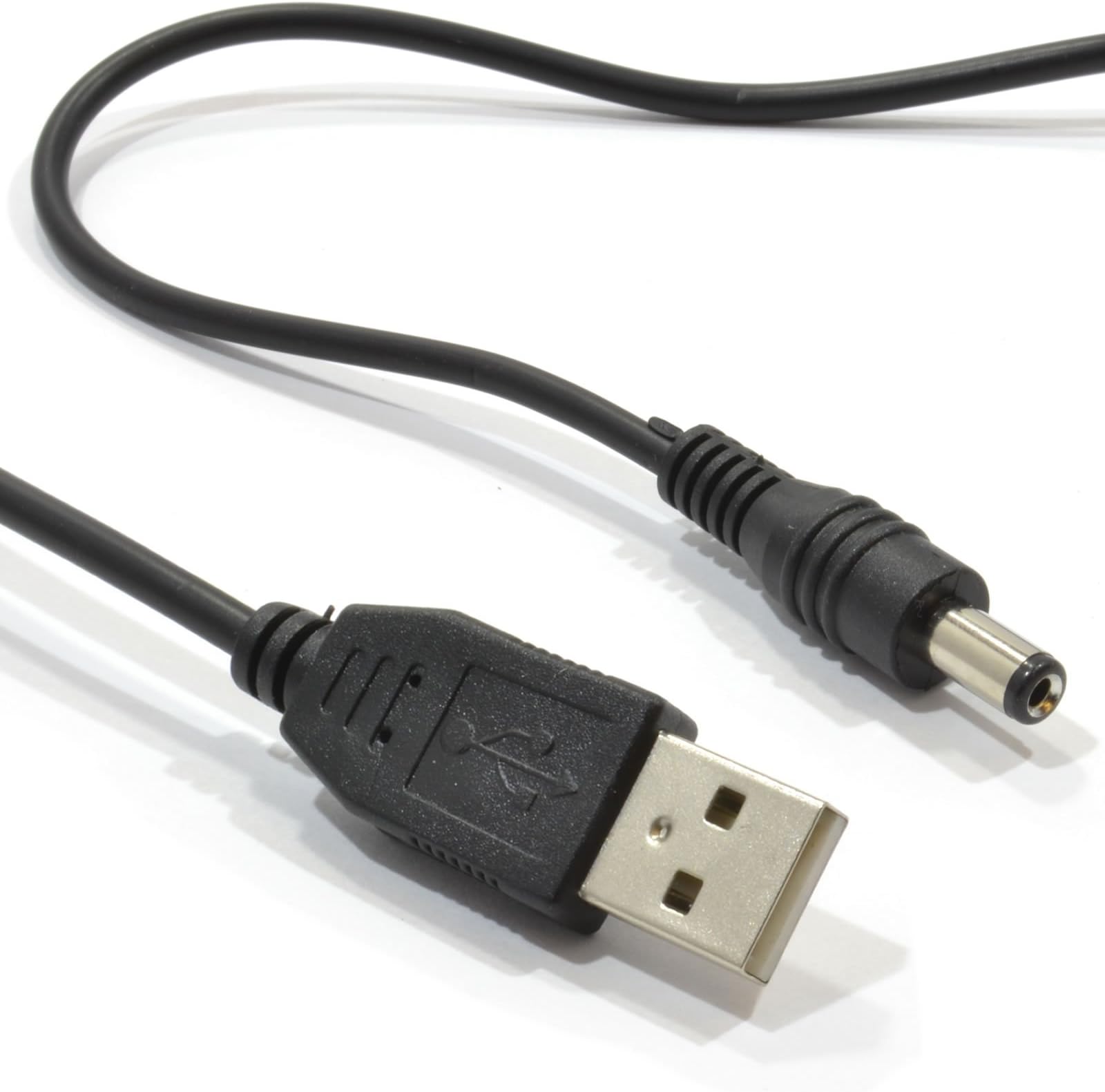 kenable USB to DC Power Cable 5V 2A for 2.1mm x 5.5mm Barrel Jack Devices USB 2.0 Male to DC Plug Centre Positive 1m Black
