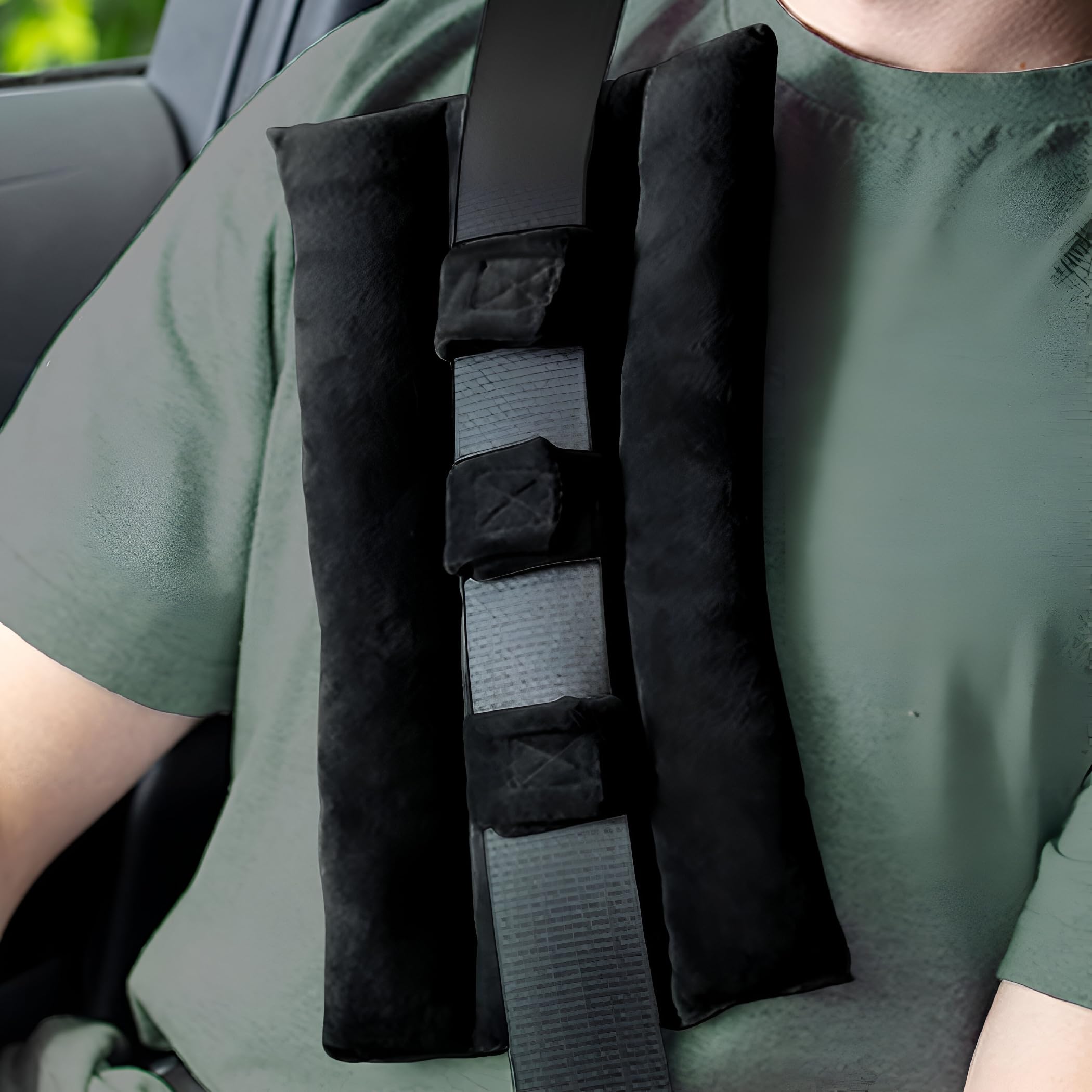 Seat Belt Pillow Post Surgery Chemo Port Pillow for Breast Cancer Heart Surgery Coughing Patients Cushion Pad Travel to Make Comfy Feel (Black)-image-25