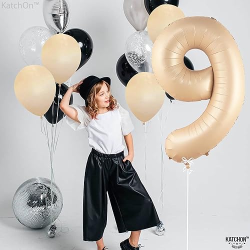 Miniatura 3 de KatchOn, Globo de caramelo número 9 para cumpleaños 9  enorme 40 pulgadas  Globo retro de albaricoque número 9  Globos de nueve para cumpleaños
