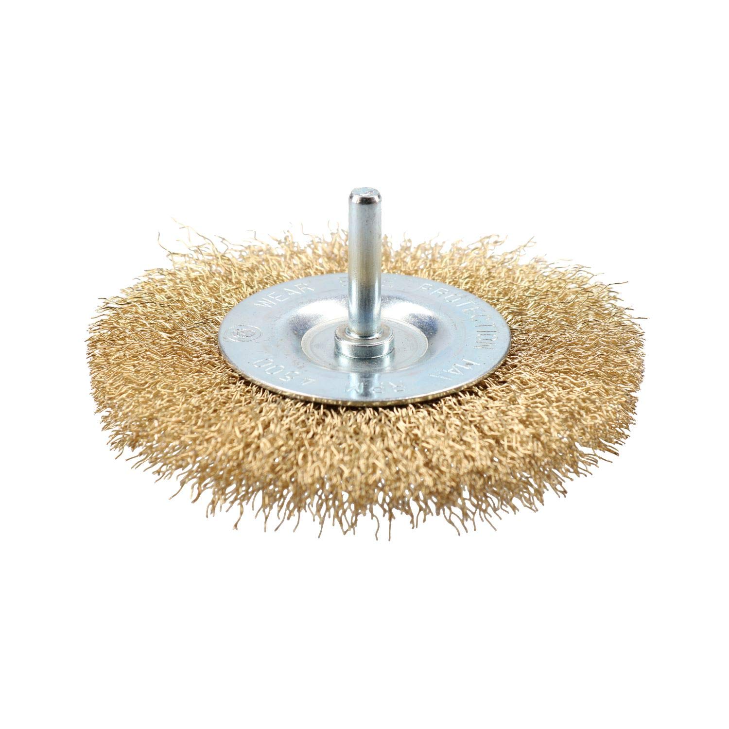 6 x 100mm Wide Flat Steel Wire Brush for Drills Brass Coated Rust Paint Remover