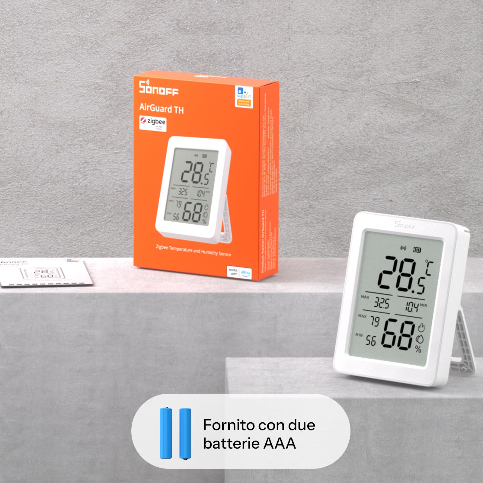 SONOFF SNZB-02DR2 AirGuard TH Czujnik Zigbee Temperatura Wilgotność LCD 3,6" Monitorowanie Aplikacja
