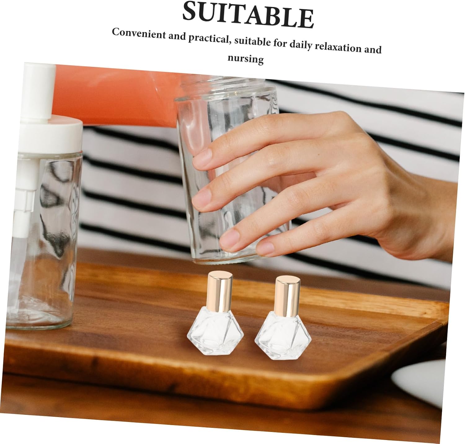 36pcs 8ml Glass Essential Oil Roller Bottles with Polygonal Design and Gold Caps, Refillable Aromatherapy Perfume Containers for Travel and Massage Use