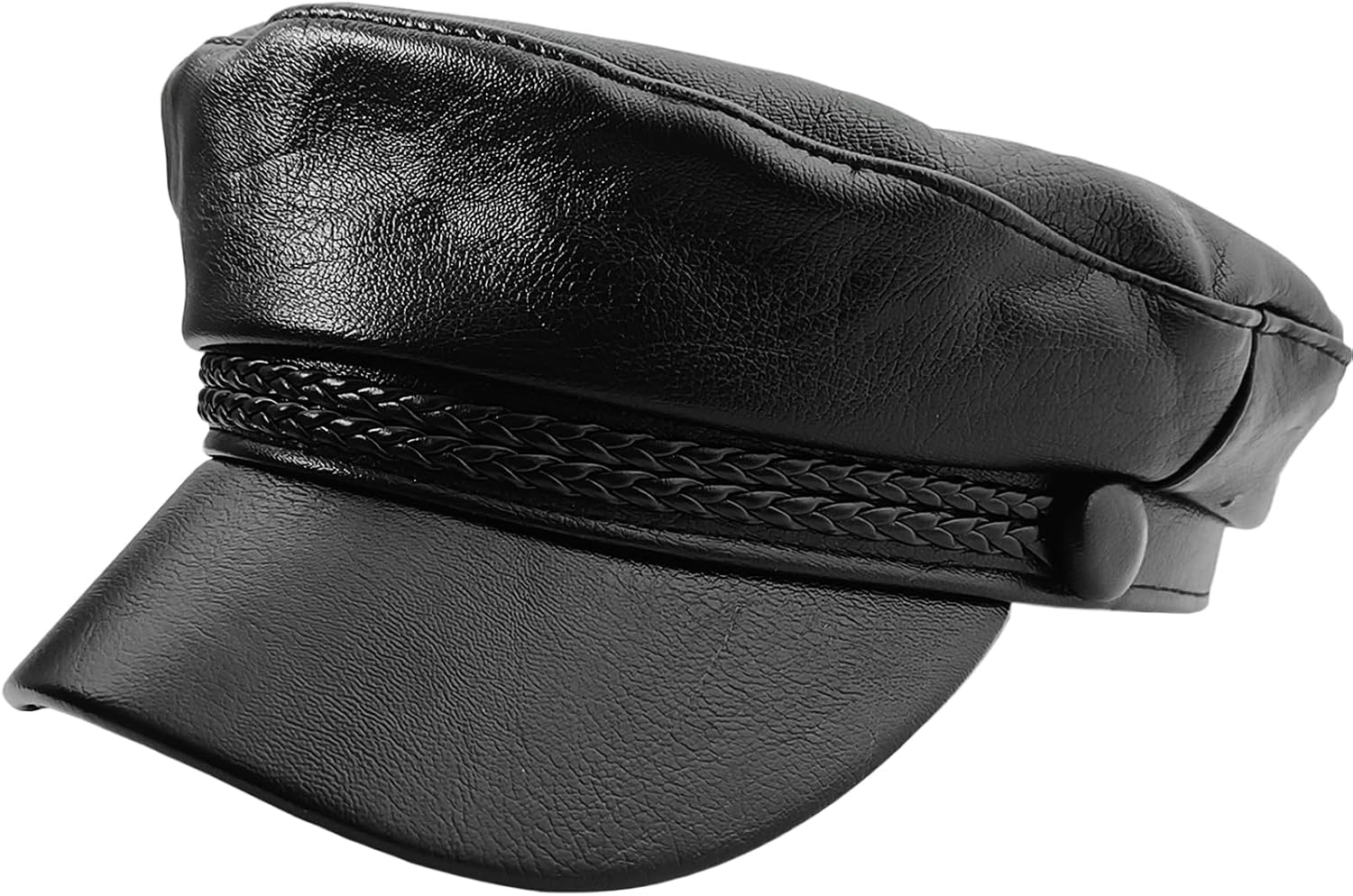 PU Leather Hat Leather Beret Baker Boy Hat Chauffeur Hats for Men and Women Black Beret Hats