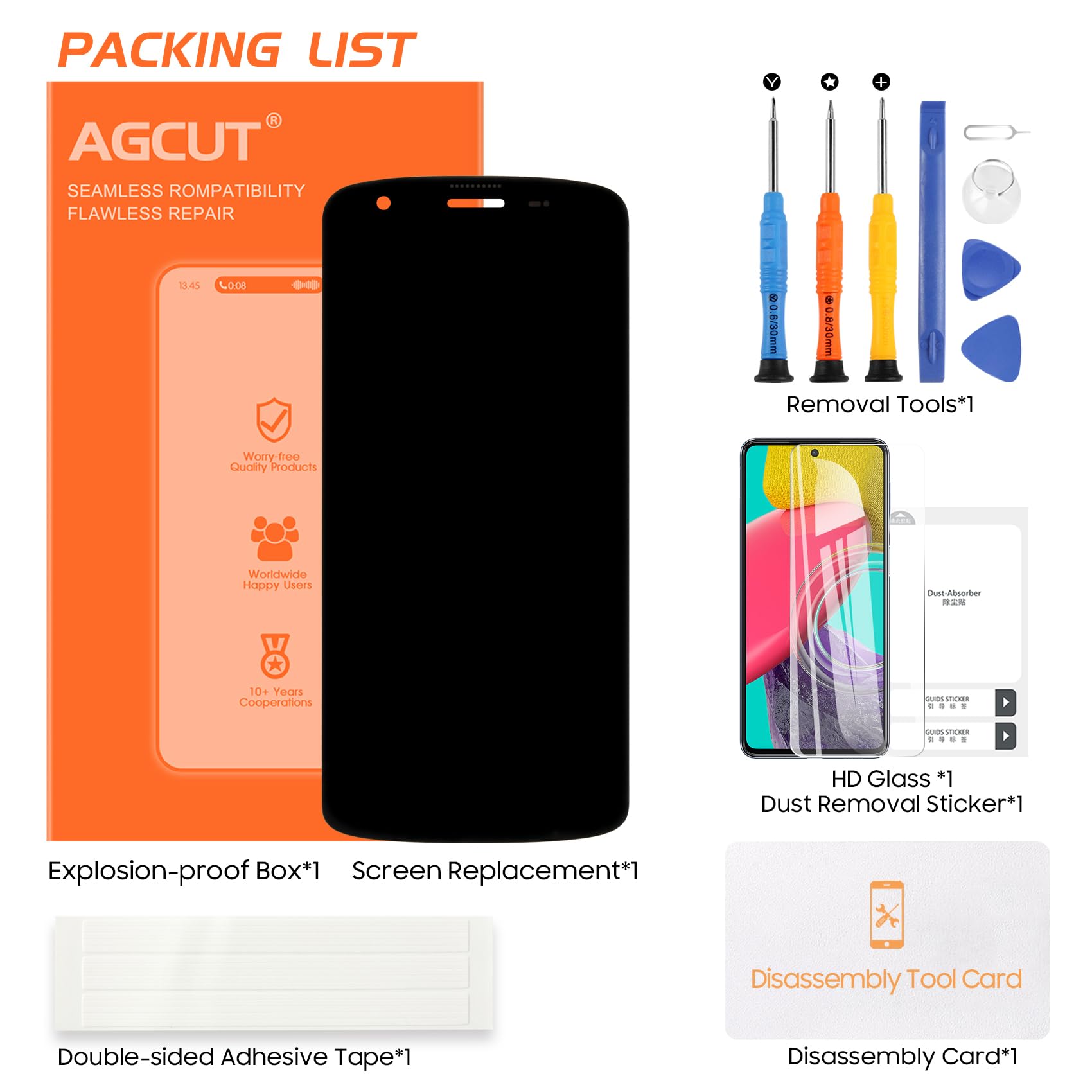 AGCUT LCD Écran pour Zebra TC22 / TC27 Écran de Rechange LCD Display pour Zebra TC22 / TC27 Ecran Replacement Digitizer Touchscreen Tactile Montage Complet avec Réparation Kit