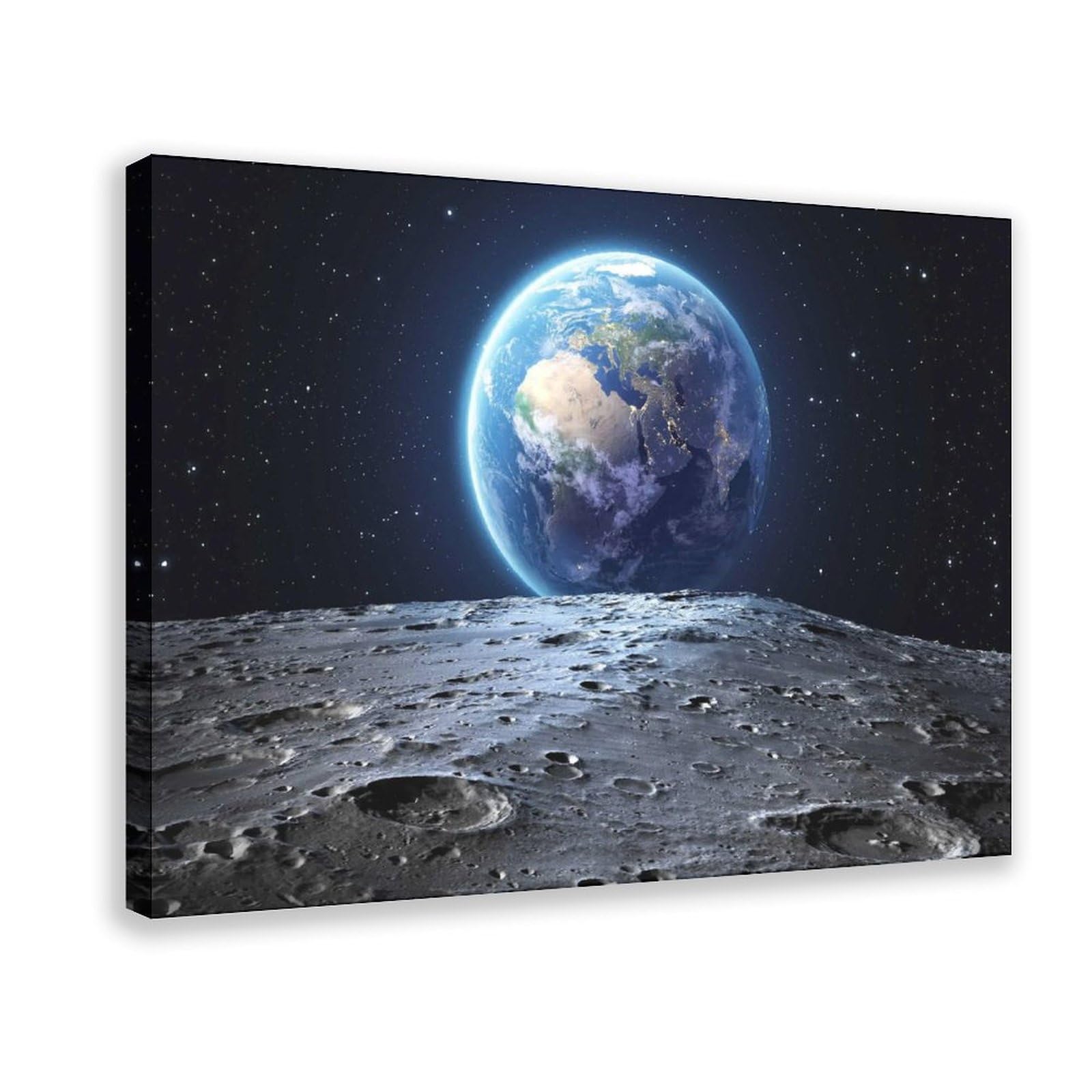 Bareronor Earth And The Moon Canvas Poster Bedroom Decor Landscape Office Room Decor Gift 24" L X 36" W