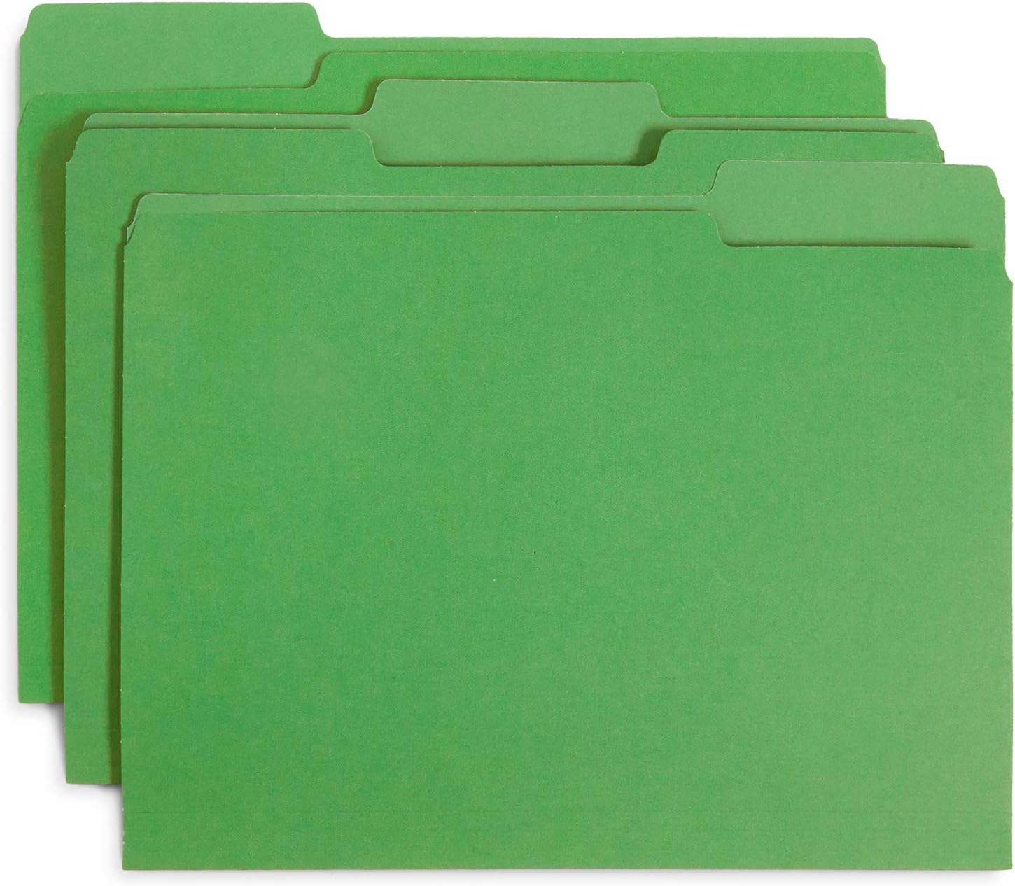 File Folder, 1/3 Cut Tab, Letter Size, Green, Great for Organizing and Easy File Storage, 100 Per Box : Office Products