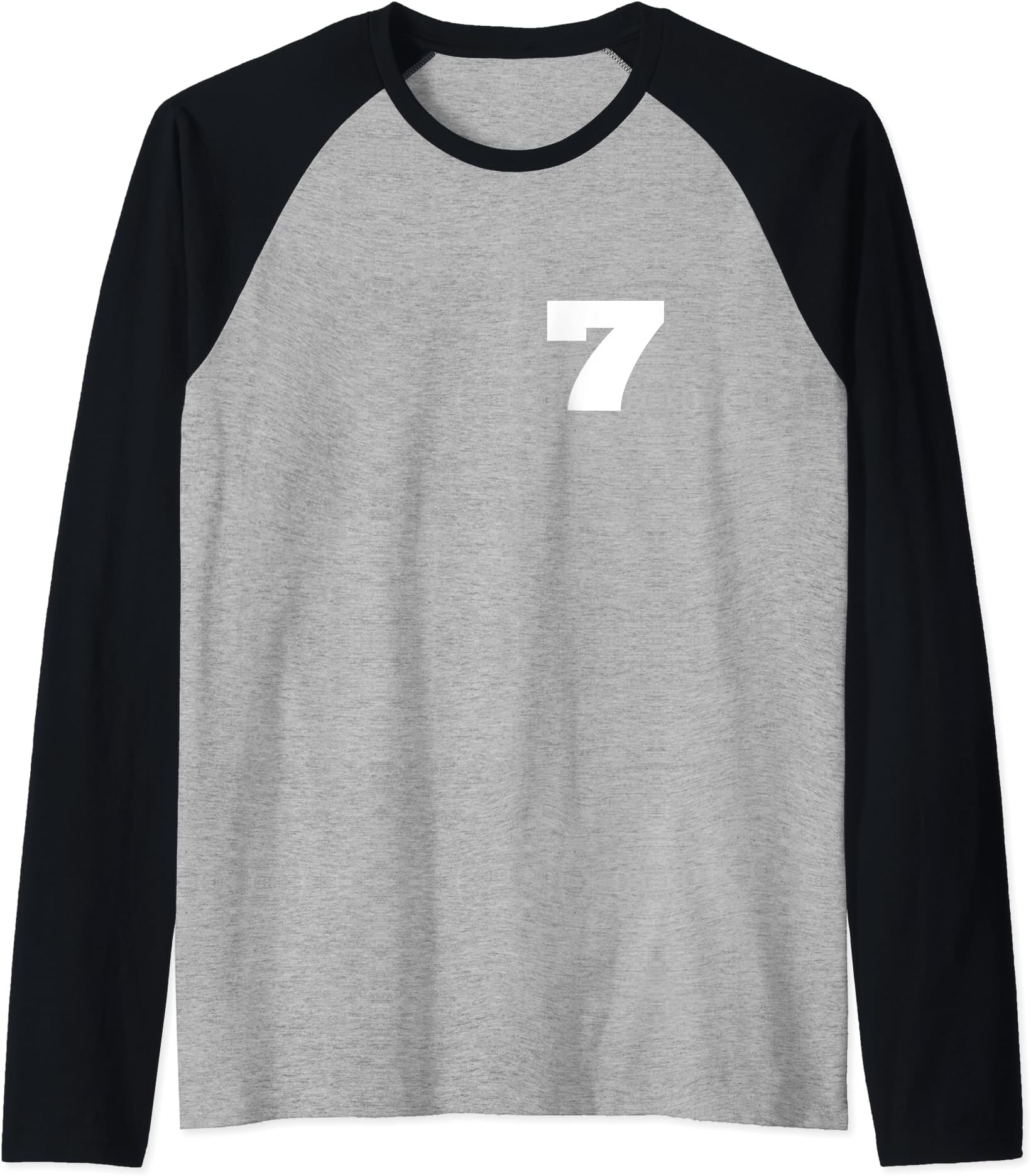 PLAIN NUMBERSThe Number 7 Seven Sports Team FRONT AND BACK PRINT Matching Raglan Baseball Tee