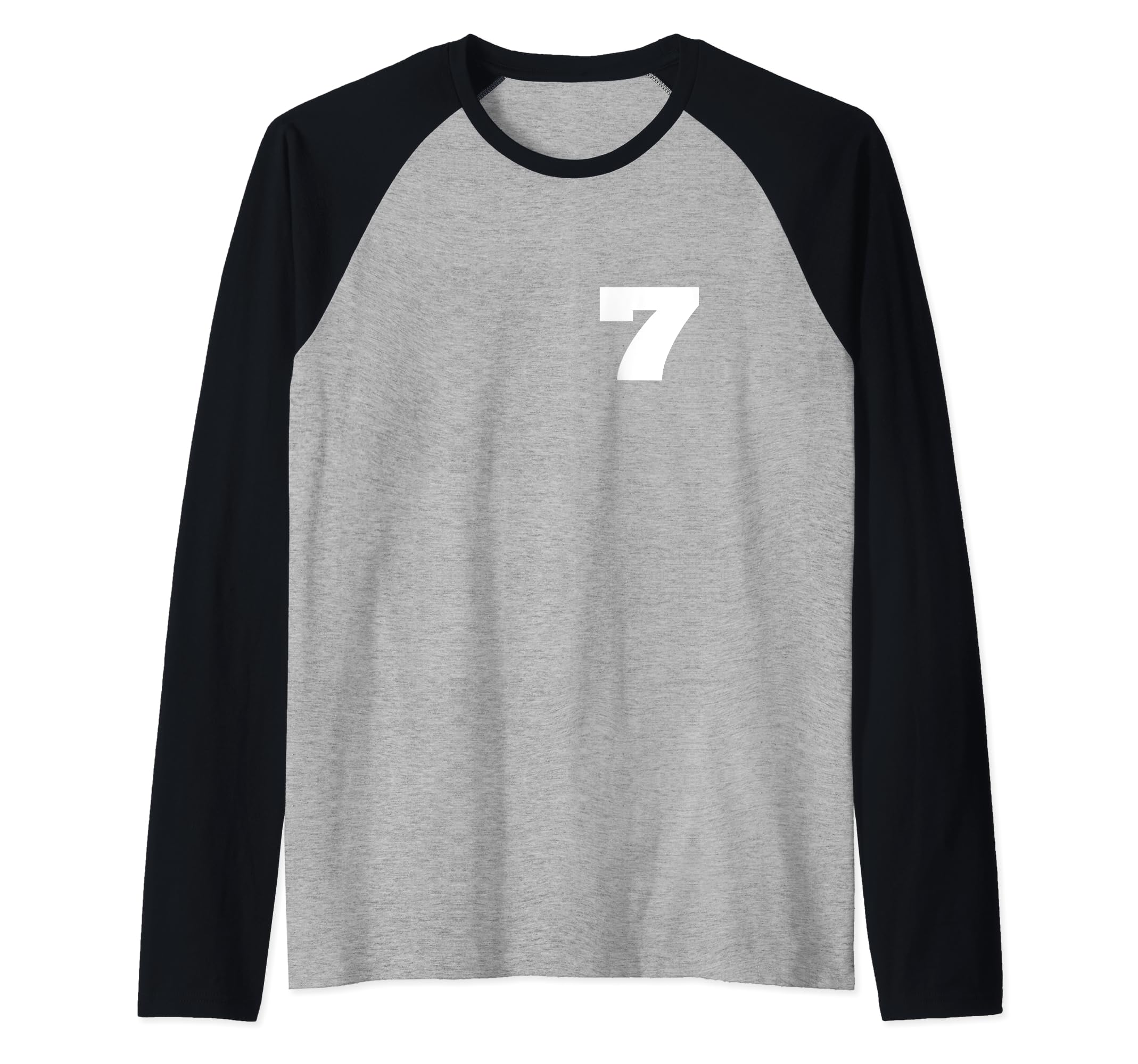 PLAIN NUMBERSThe Number 7 Seven Sports Team FRONT AND BACK PRINT Matching Raglan Baseball Tee