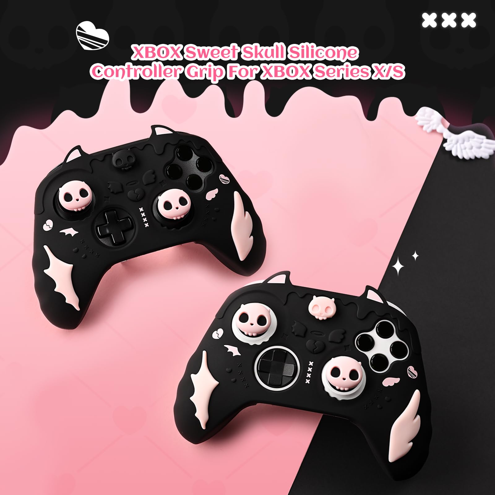 GeekShare Custodia in silicone per controller Xbox Series X/S, antiscivolo, in silicone morbido, impugnatura in gomma morbida per controller Xbox – Scheletro dolce