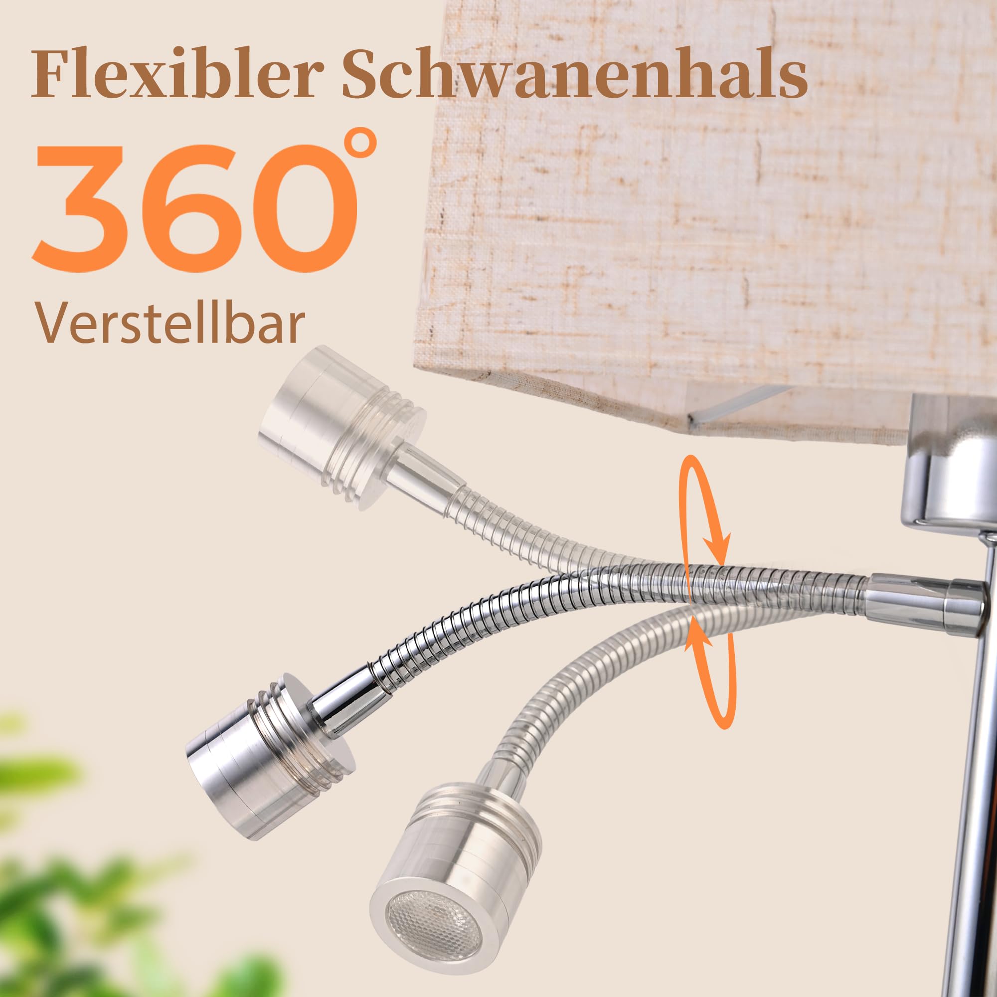 ZMH Lampada da tavolo con cavo, lampada da comodino a LED, E27, design moderno con paralume in tessuto, orientabile a 360°, interruttore separato, lampada da comodino in metallo, per camera da letto
