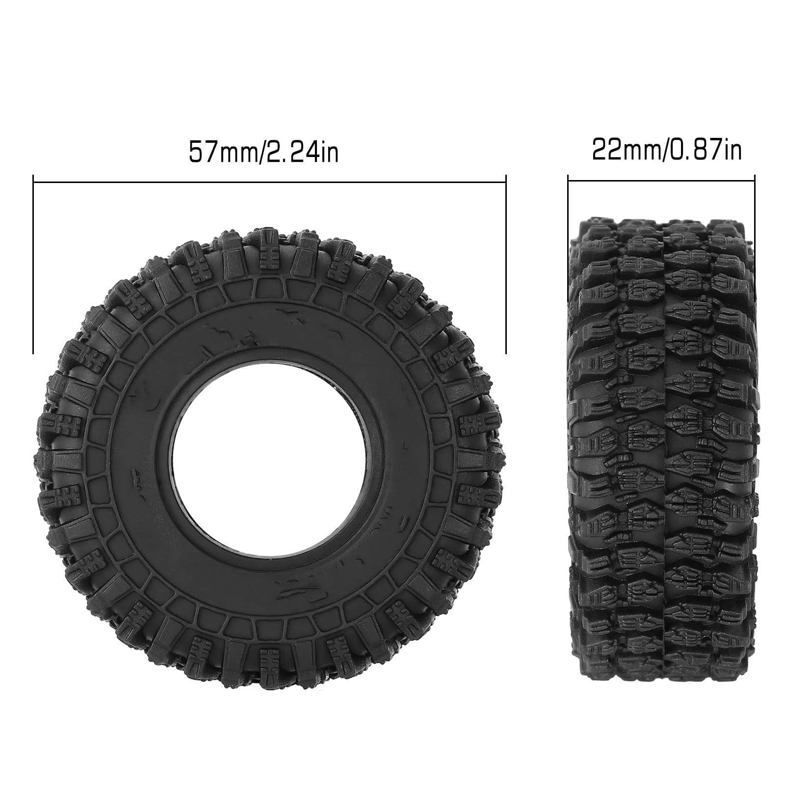Neumáticos Coche RC Compatible con TRX4M para Axial para SCX24 AX24 1/18 1/24 Piezas De Mejora para Coche RC Crawler T1016 57 * 22 Mm para Neumáticos para Super Soft Sticky 1.0
