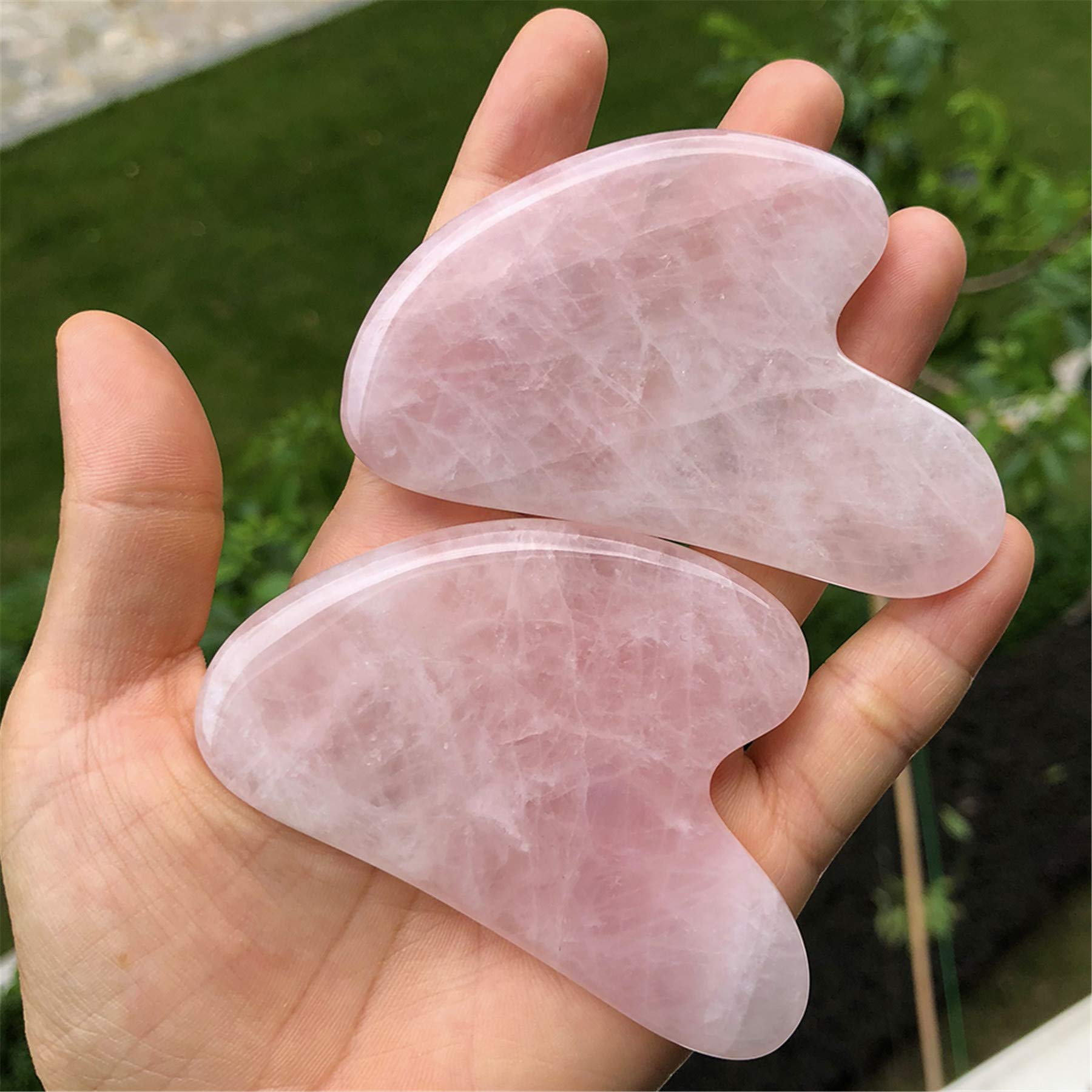 Raschietto per massaggio facciale in cristallo di quarzo rosa naturale, giada gua sha, raschiatore per pietra, per ridurre le linee sottili e le rughe, per donne e uomini