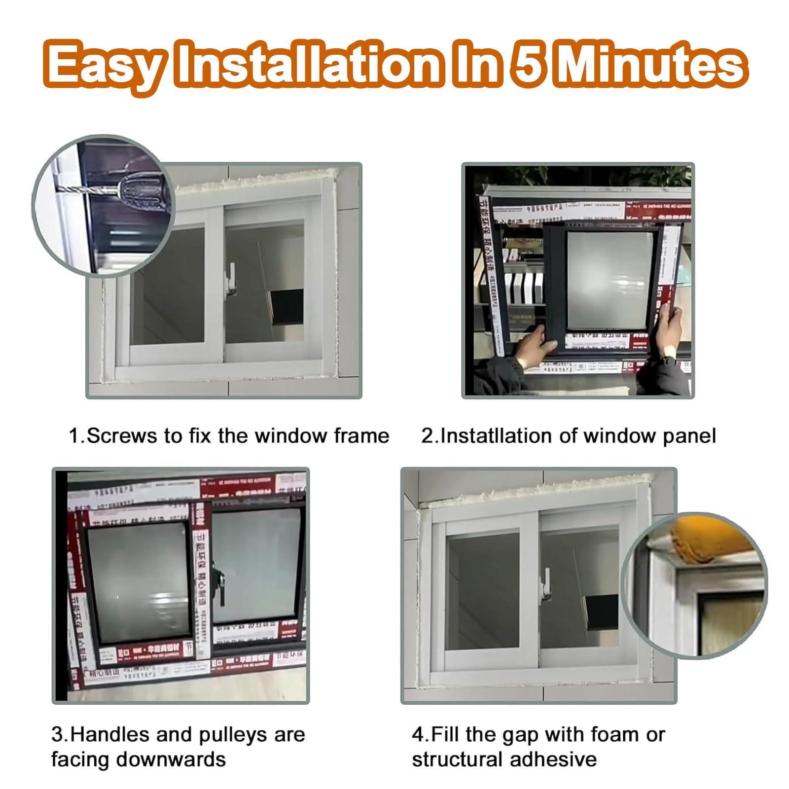 ZSPINJIA Horizontal Sliding Windows 20/22/24/26/28/30/32/34/36/38