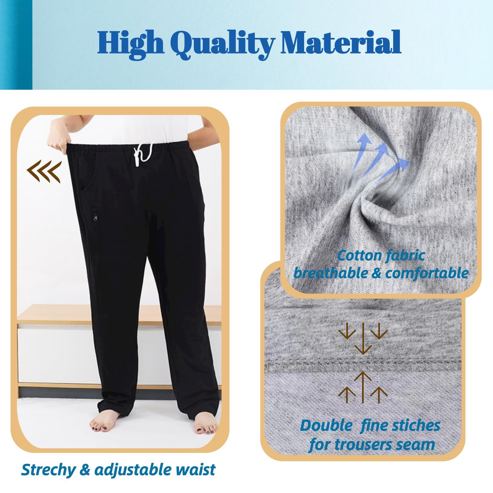 Pantaloni per catetere, Pantaloni Porta sacche per urina con Doppie Tasche con Cerniera, Biancheria Intima di Supporto per catetere per nefrostomia,M