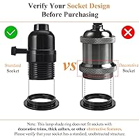 Vista 6 de DiCUNO Anillos de pantalla de lámpara E26, anillo de enchufe de luz negra, reemplazo de zócalo de bloqueo para soporte de lámpara roscado de base