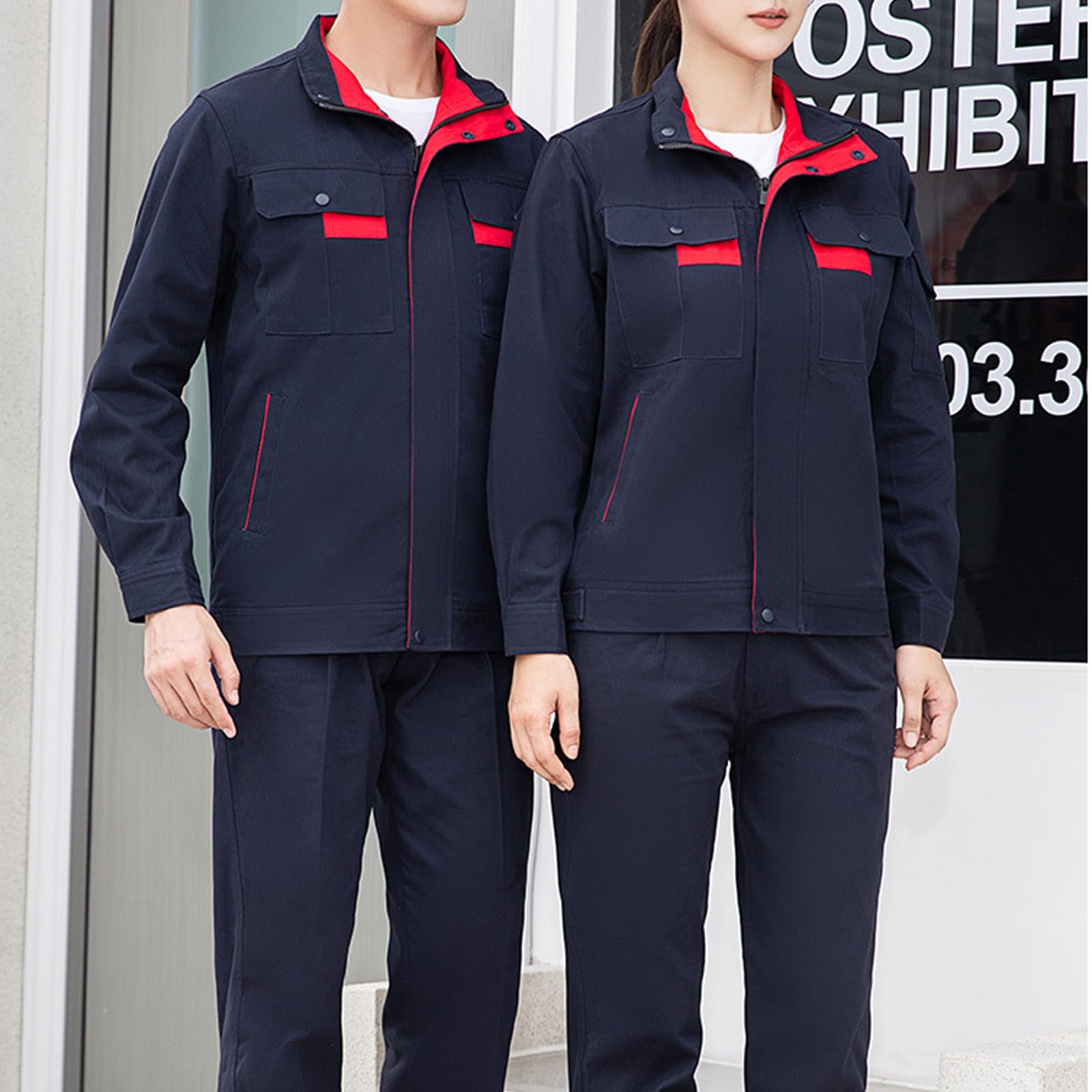 Monos Unisex Monos De Algodón Chaqueta De Trabajo De Manga Larga Y Pantalones Traje Ropa De Trabajo Uniformes De Taller