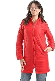 Andora Womens Sided Pocket Plain Hooded Fur Coat