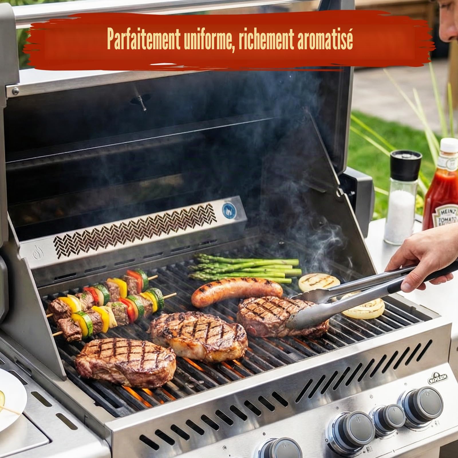 Denmay Lot de 2 grilles de barbecue en fonte - 45 x 70 cm - Pour Rösle Videro G4-S, Pour Enders Kansas Pro 4, Pour Napoléon Rogue 525, Pour Napoléon Prestige 500