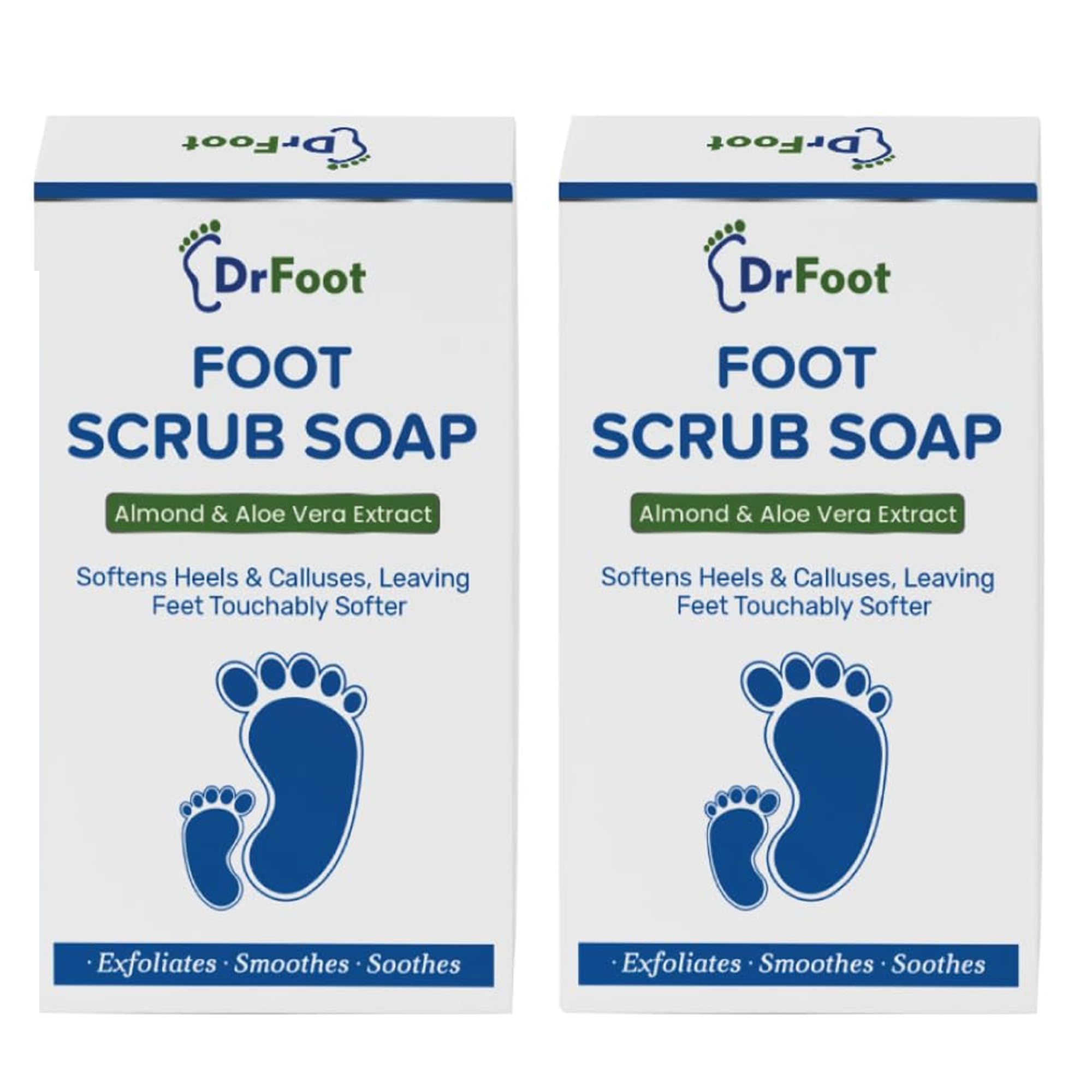 Dr Foot Foot Scrub Soap Repair Dry Cracked Heels, Dead Skin & Calluses Remover with Almond & Pure Aloe Vera Extracts – 100gm - Pack of 2 - (Pack of 2)