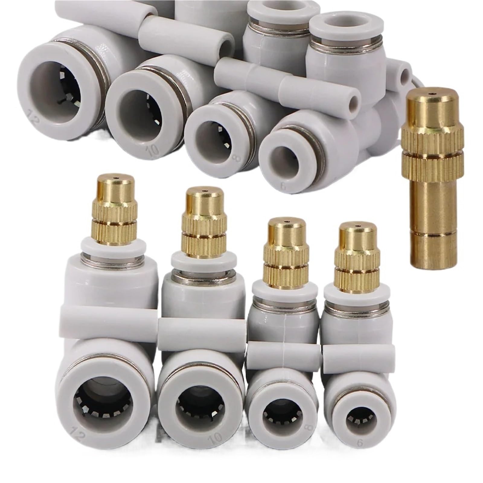 Lcvzxcfkx For 10Mm Hose Adjustable Sprayer Brass Misting Nozzle With Tee Adapter