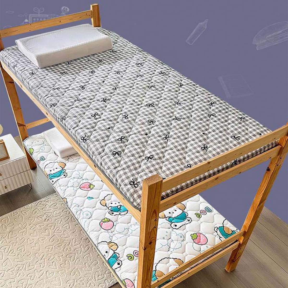Danchen Matelas futon japonais, tapis de sol en tatami doux pour adultes, coussin portable pliable pour camping et voiture, matelas de lit d’appoint pour dortoir (80x190cm,G)