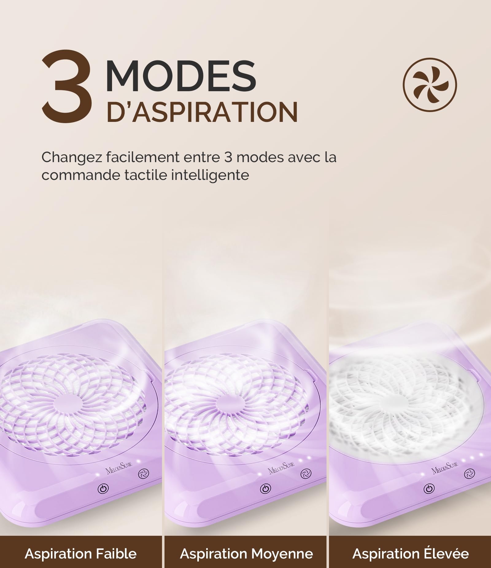 MelodySusie Aspirateur Ongles Professionnel avec Filtre Réutilisable, SProF Collecteur de Poussière d'Ongles, Aspirateur de Table Puissant pour la Manucure au Salon ou à la Maison, Violet