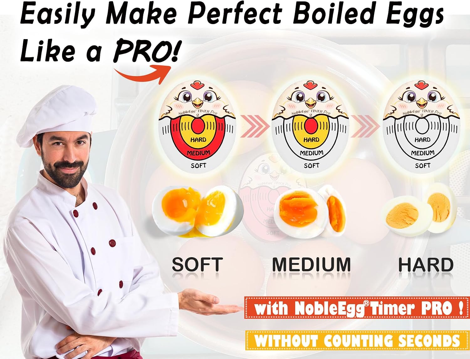 Nobleegg Egg Timer Pro2 Boiling Soft Medium Hard Eggs Kitchen Gadget Tricolor Certified