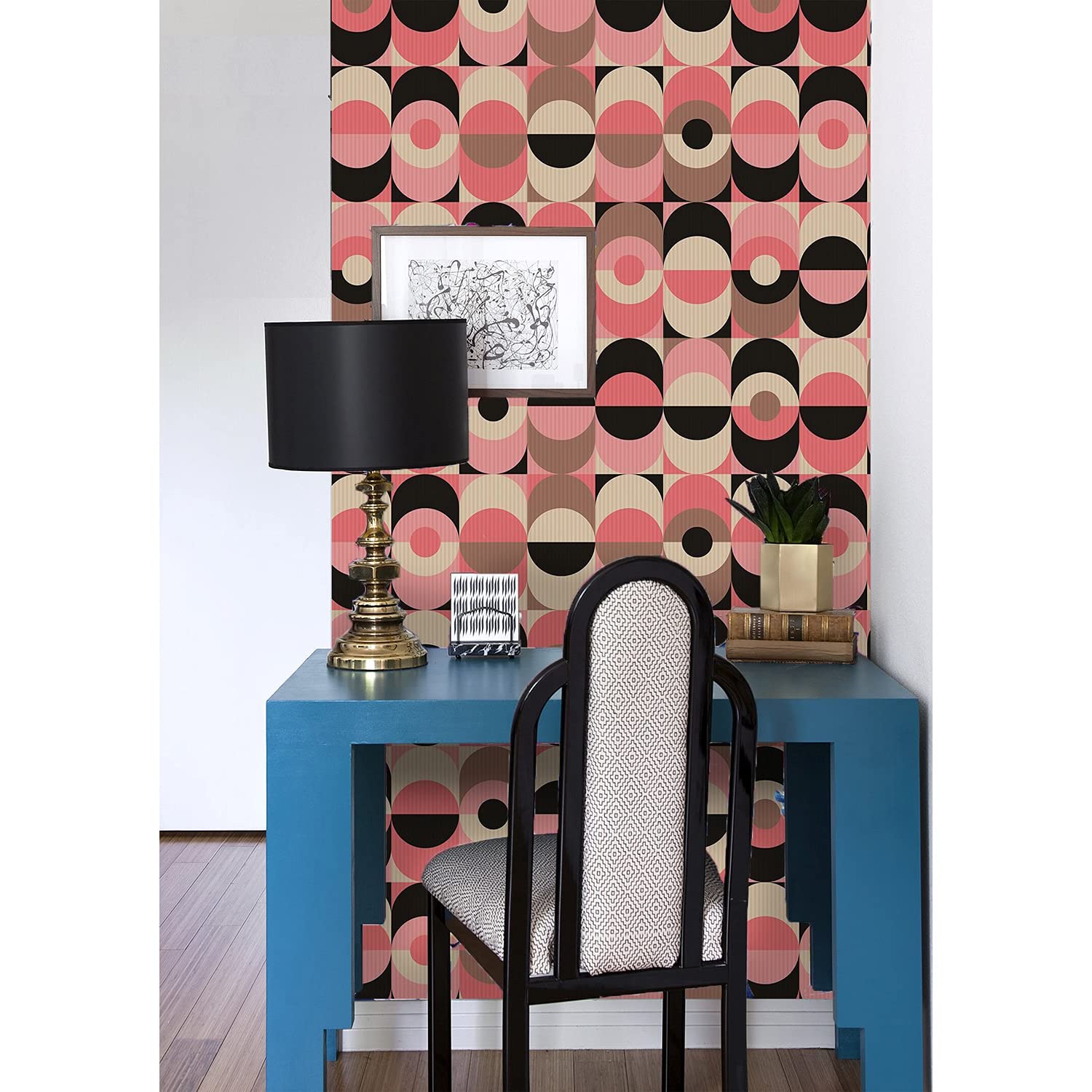 Papier peint tissu intissé vintage géométrique 152x104cm salon et meuble