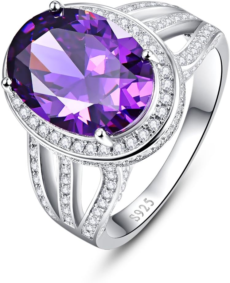 10x14mm Oval Cut Simulated Mystic Rainbow 925 Sterling Silver Big Stone CZ Halo Statement Ring for Women