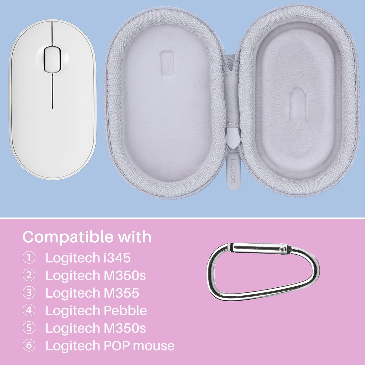 Lebakort Mouse Case compatible with Logitech Pebble 2 M350s / M350 / M355 / i345 Slim Mouse (Off White Case) image 3