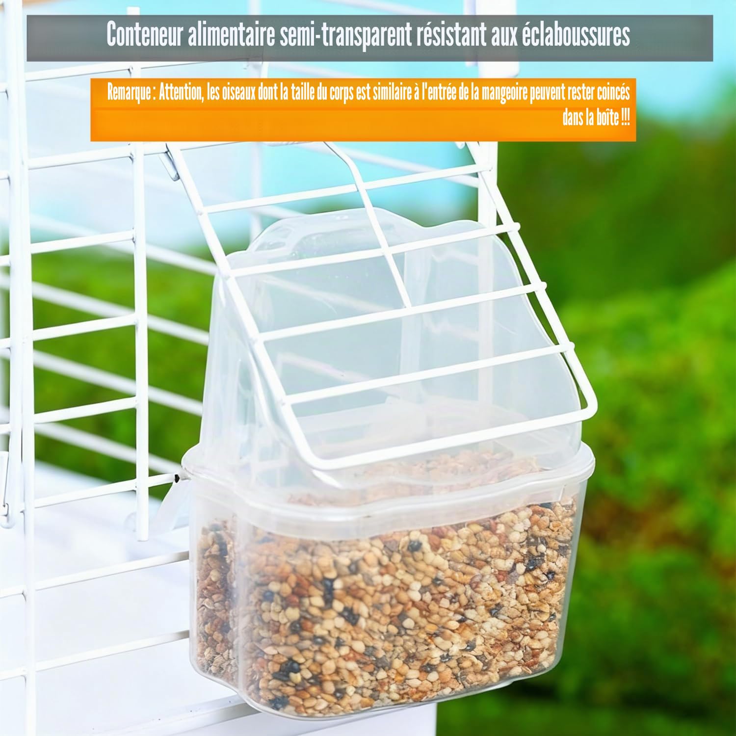 Transporteur Portable pour Petits Oiseaux Cage de Voyage pour Oiseaux avec Mât Debout Boîte à Repas pour Perroquets Perruches Cacatoes Cage à Oiseaux Portable avec Bretelle, Gris