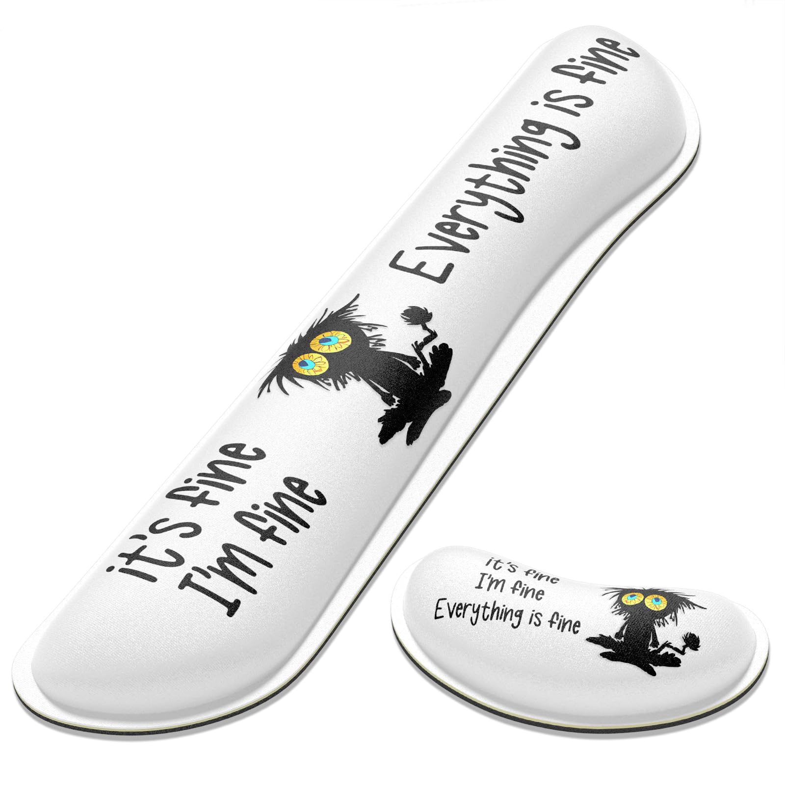 Dapesuom Enlarge Keyboard Wrist Rest, Memory Foam Wrist Cushion for Desk Mats Support, Typing Pain Relief Keyboard Mouse Pad Rests Set with Non-Slip Base for Gaming Laptop Office Computer, Cute Cat
