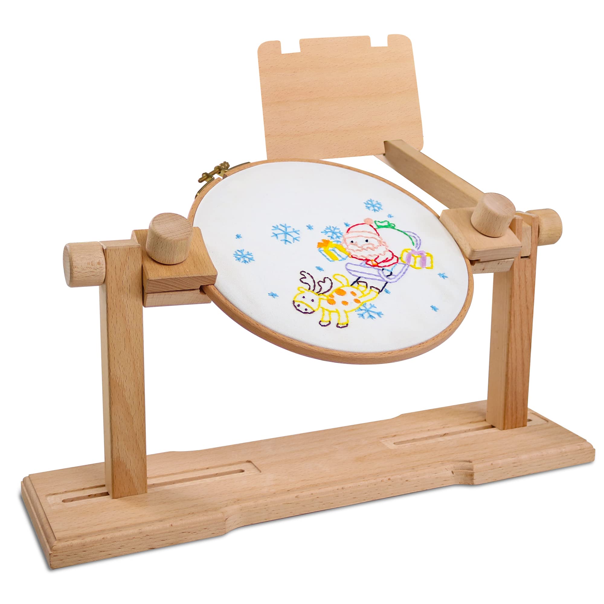 guofa Embroidery Stand, Size Adjustable Cross Stitch Floor Stand Rotated Wooden Hoop Holder Stand for Cross Stitch Craft Supplies