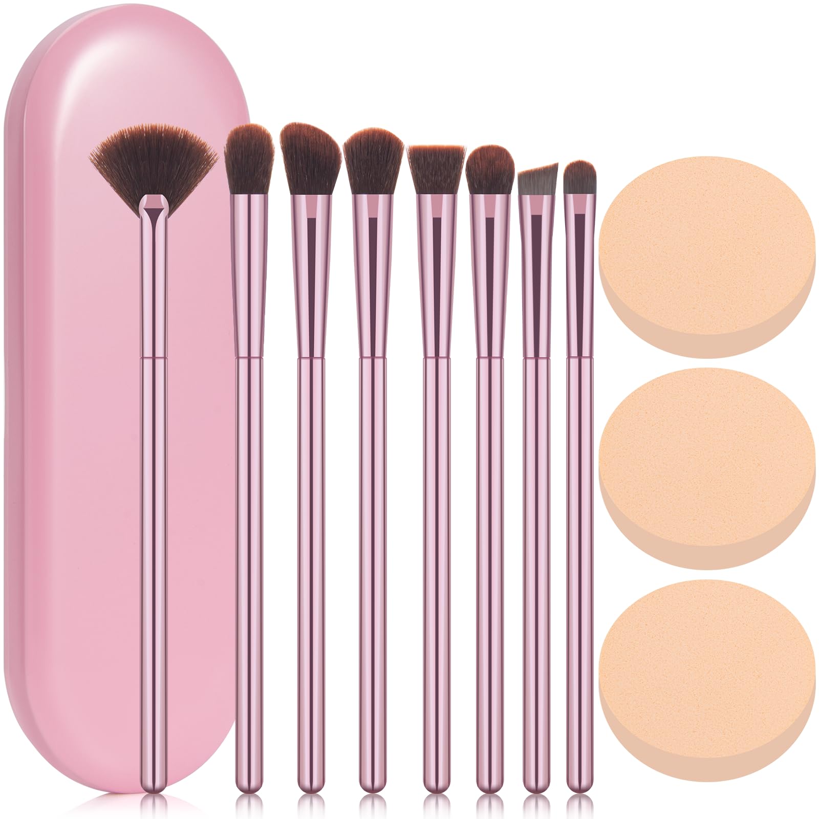 pink travel set of eyeshadow brushes