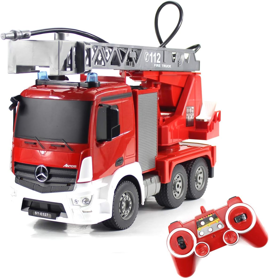 fisca RC Truck Remote Control Fire Engine Truck 9 Channel 2.4G Hobby Electronics Toys with LED Lights Simulated Sounds for Kids