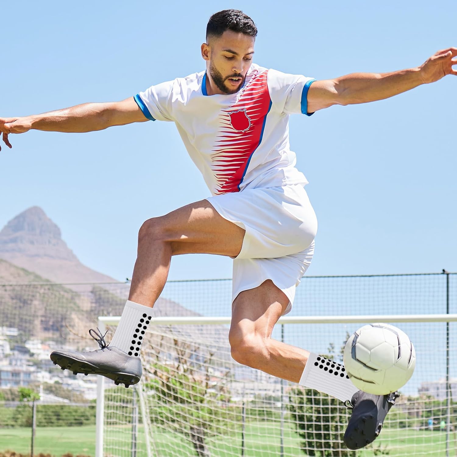 16 Pairs Grip Soccer Socks for Men Non Slip Sock with Anti Slip Grip Pads