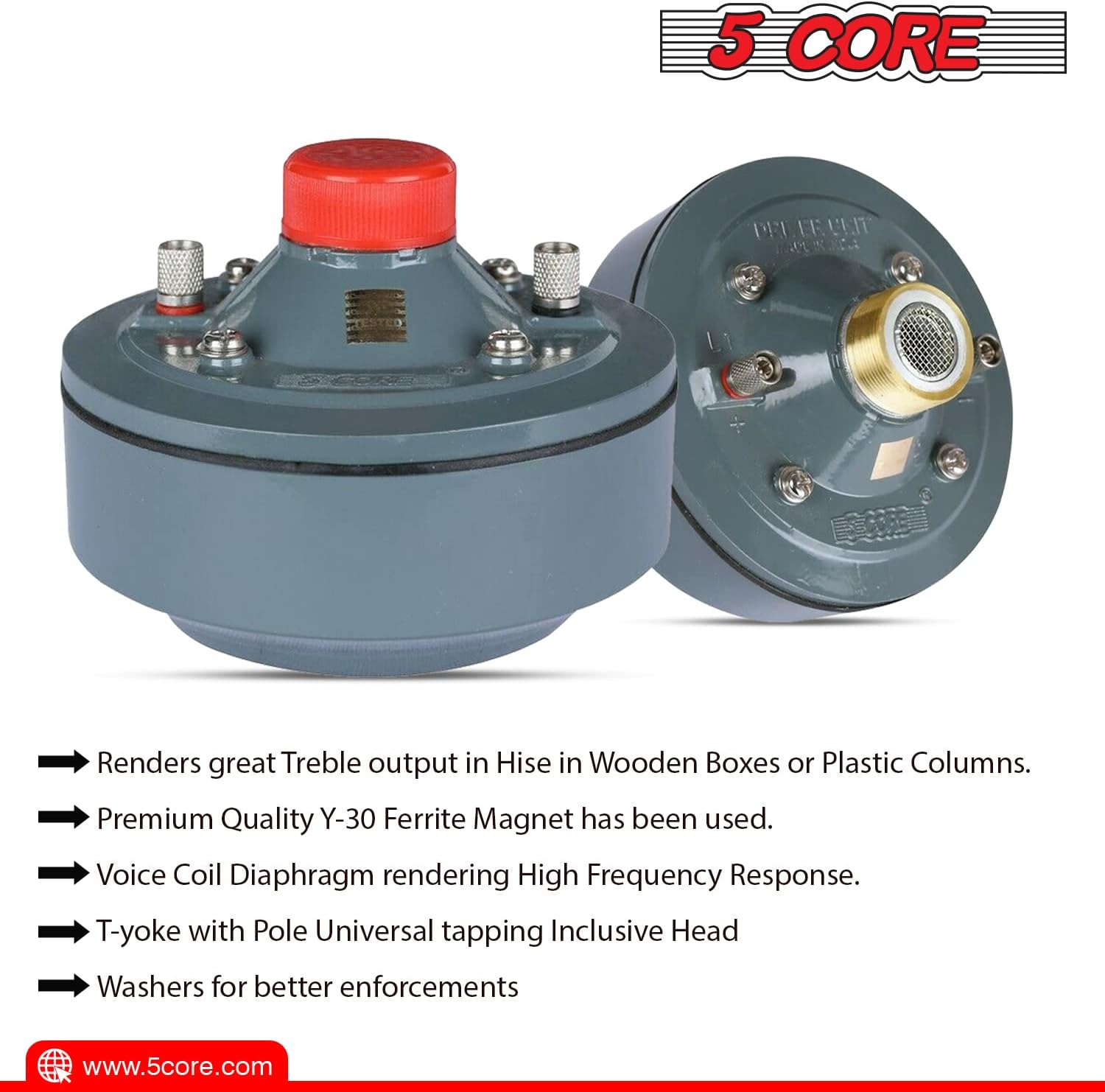 5 CORE DU-100 Compression Driver showing internal components and features