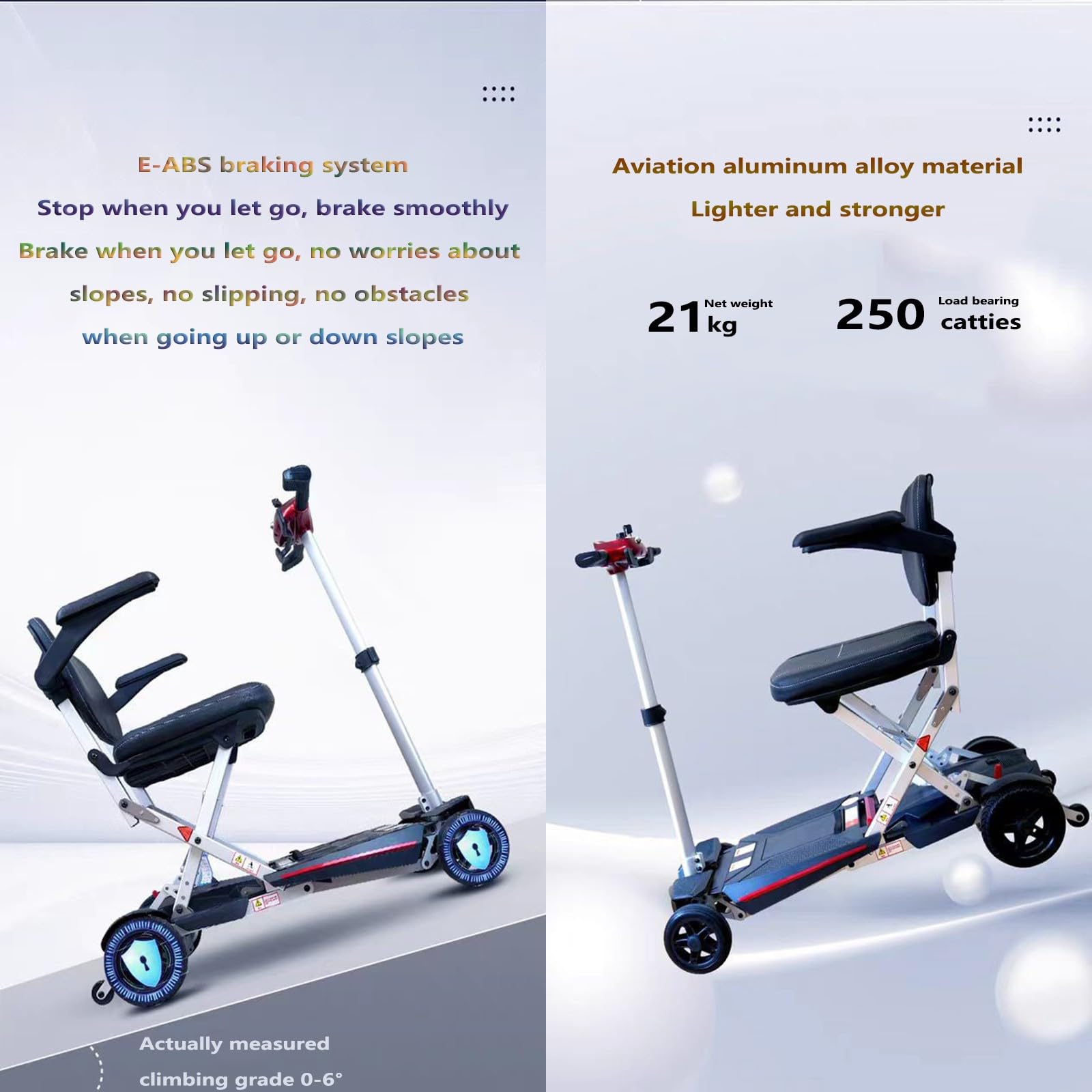 Skuter lekki, składany, mobilny, dla dorosłych, zasięg 20 km, 4-kołowy, elektryczny wózek inwalidzki, dla seniorów, dorosłych, osób niepełnosprawnych, czarny, 10 A