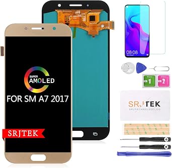 SRJTEK for Samsung A7 Screen Replacement- LCD Replacement for Samsung Galaxy A7 2017 A720,A720F SM-A720F Touch Screen Digitizer Glass Display Assembly Kit,+Repair PartsGold