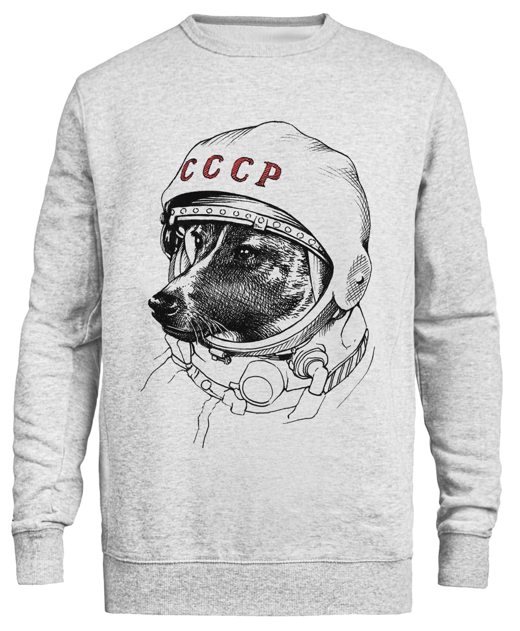 Laika Space Traveler Unisex Szary Sweter Ekologiczny Unisex Grey Sweatshirt Eco-Friendly Crewneck