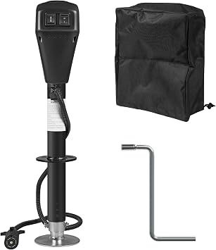 YELLOW JACKET Electric Trailer Jack with 7 Way Plug 5000lbs, Power Tongue Jack 9.84"-33.85" with LED Light and Waterproof Protective Cove for Lifting RV Trailer