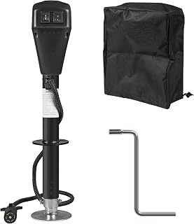 YELLOW JACKET Electric Trailer Jack with 7 Way Plug 5000lbs, Power Tongue Jack 9.84"-33.85" with LED Light and Waterproof Protective Cove for Lifting RV Trailer