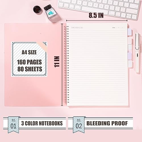 Miniatura 3 de Paquete de 3 cuadernos a rayas, cuadernos en espiral de 8.5 x 11 pulgadas para el trabajo, la escuela y el diario con papel rayado de 110 GSM,