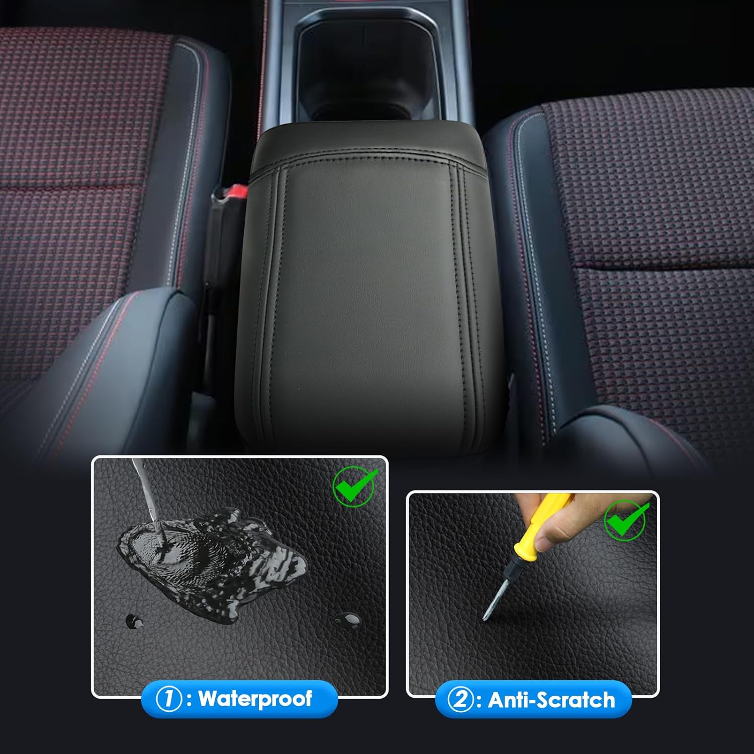 2025 2026 Kicks Accessories Center Console Cover for Nissan Kicks (S/SV/SR), Waterproof &Comfy Leather Kicks Armrest Cover 2026 2025 Kicks Accessories