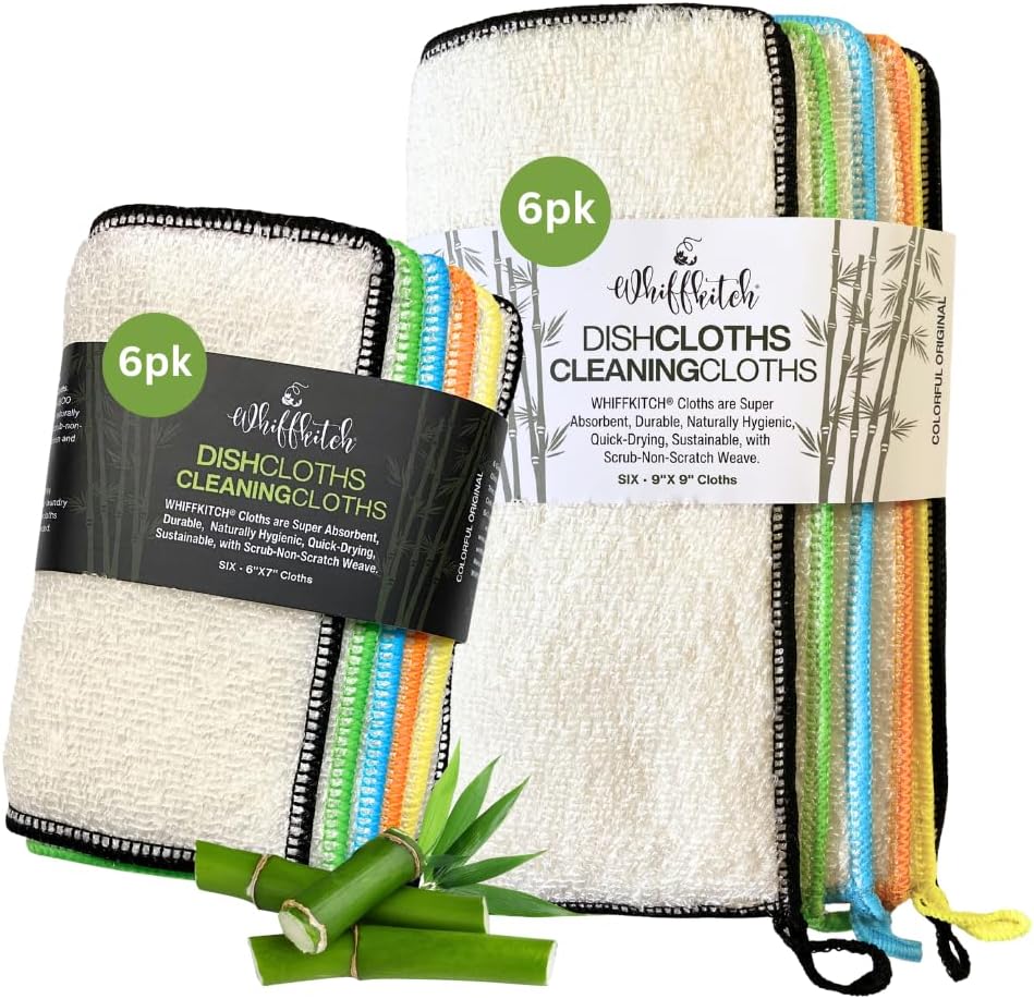 Whiffkitch DISHCLOTHS for Kitchen, Cleaning and Multi Surface Washcloth, 6"x7" and 9"x9" Bundled Set, Reusable, Washable, Scrub-Non-Scratch, Absorbent, Quick Drying, Household Essential