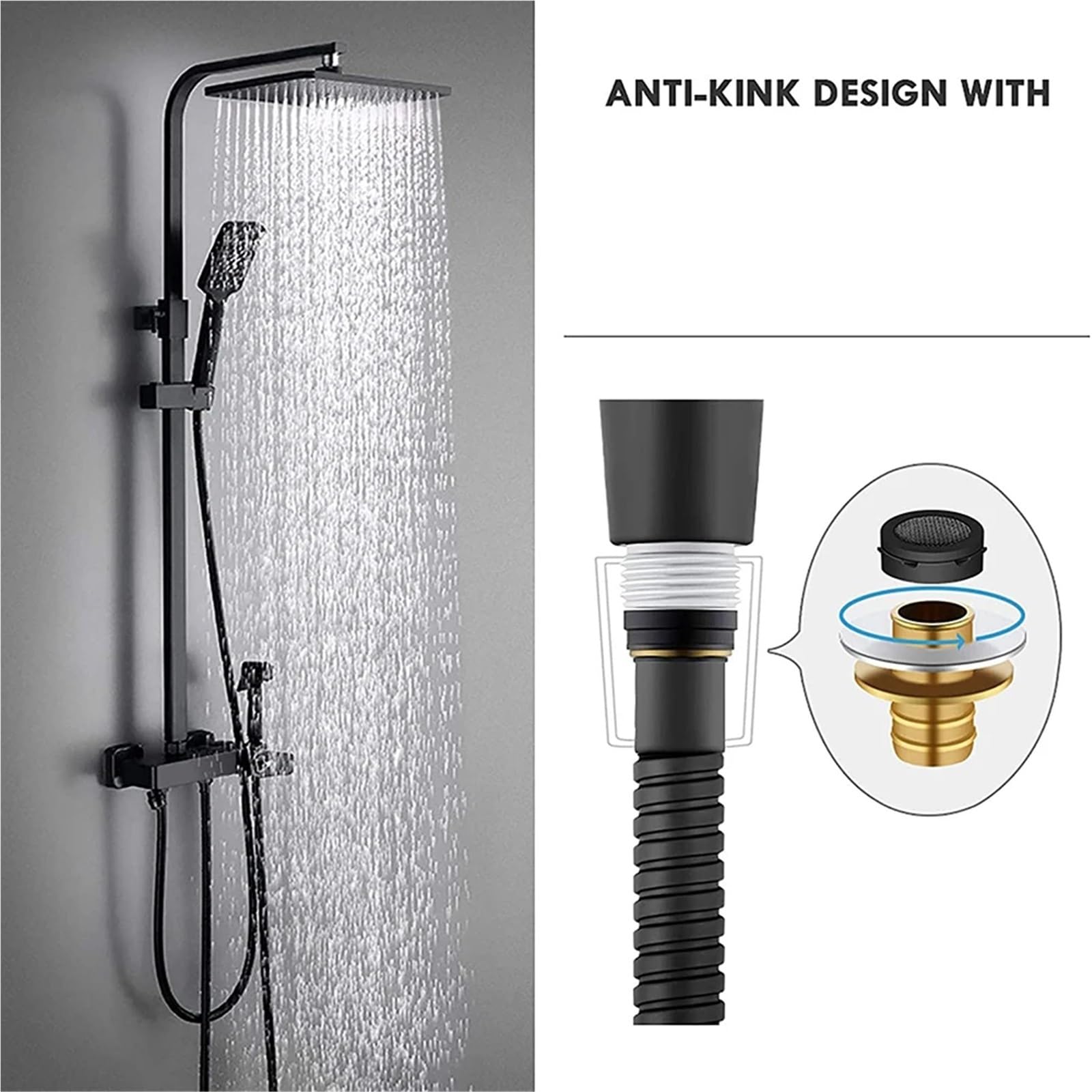 Manguera de ducha flexible de acero inoxidable de 200 cm, tubo de extensión gris para baño, ajuste universal, diseño antitorsión, accesorios de ducha de alta resistencia a la presión