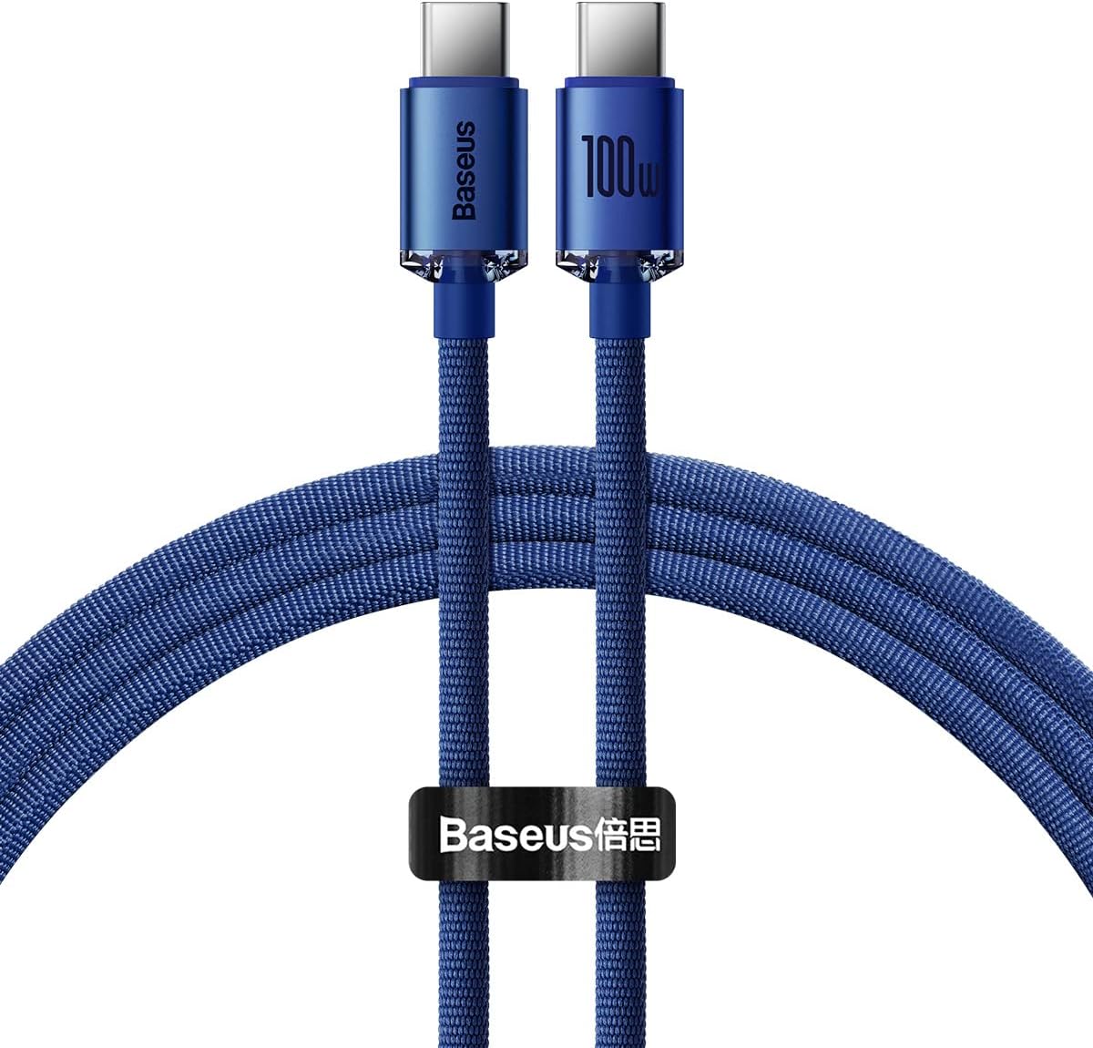 Baseus PD 100W USB C to USB C Cable, Braided Fabric Fast Charger and High-Speed 480Mbps Data Transfer Cable for iPhone 15/Pro/Plus/Pro Max, MacBook Pro, iPad Pro/Air/Mini, Samsung S23+/S22 (1.2M) Blue