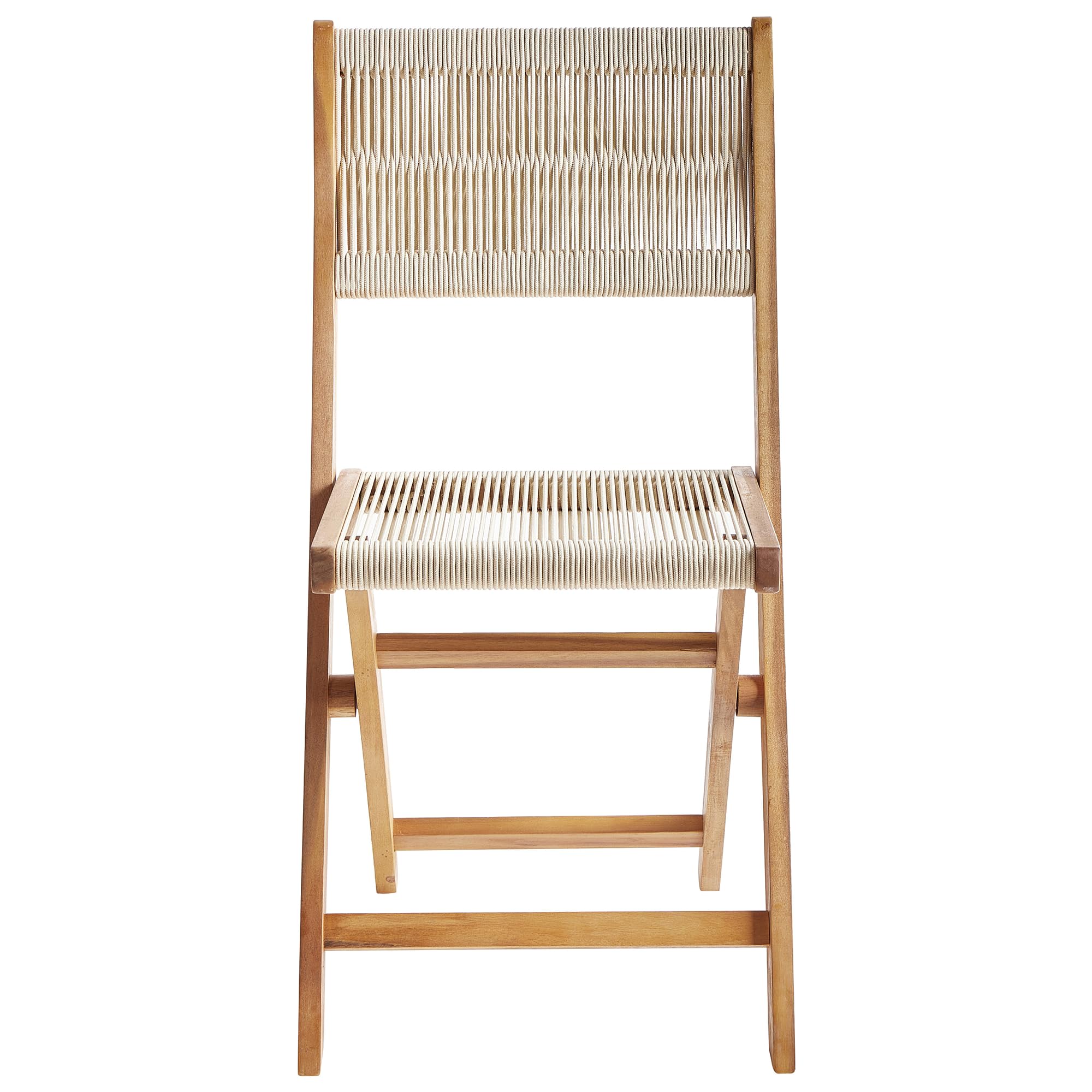Gartenstühle 2er Set Akazienholz mit Seilgeflecht beige klappbar Prossedi