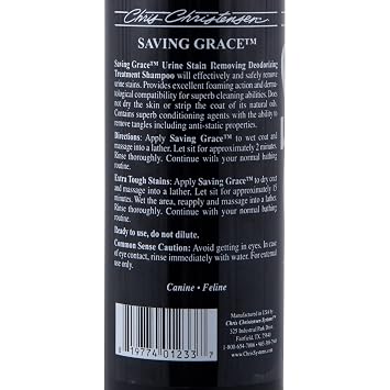 Chris Christensen Saving Grace Canine Treatment Shampoo, Dog Shampoo, Groom Like a Professional, Urine Stain Remover, Deodorizing Shampoo, All Coat Types, Made in USA, 16 oz