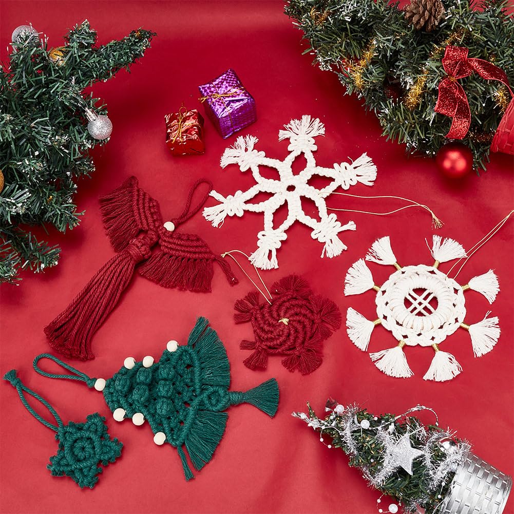 Kit di decorazioni natalizie in macramè con fiocchi di neve, 5 decorazioni natalizie fai da te, decorazioni natalizie, decorazioni per la cameretta